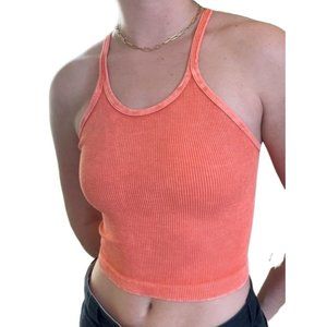 FREE PEOPLE FP MOVEMENT CREAMY ORANGE HAPPINESS RUNS LONG TANK NWOT SZ:X/S  M/L